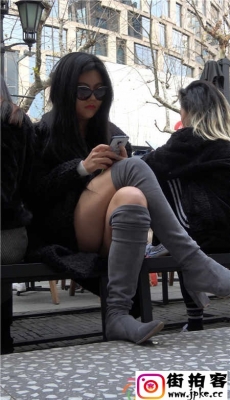 4K-灰色高跟高筒靴墨镜美女性感大腿